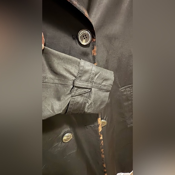 NWOT Tahari Double Breasted Trench Rain Jacket belted pockets animal print trim - Picture 12 of 12